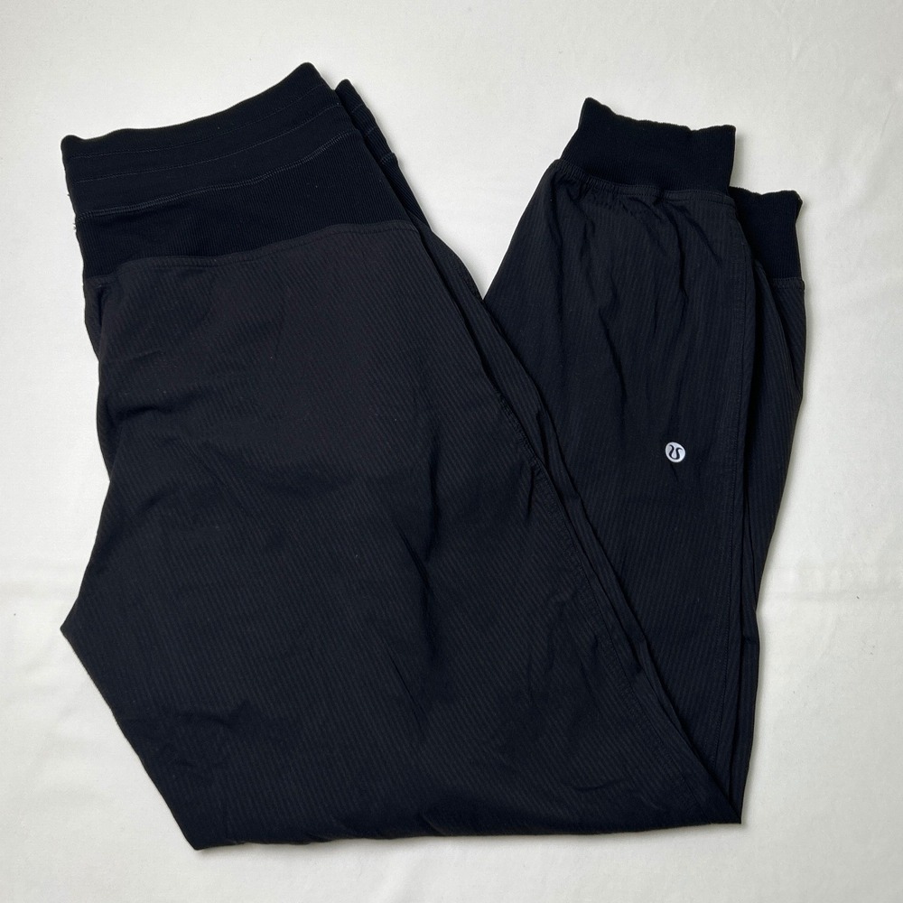 Lululemon Womens Dance Studio High Rise Ribbed Cuff Jogger Pants Size 10 Black